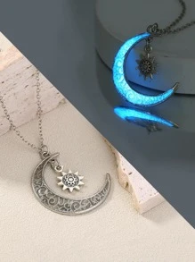 Vòng cổ mặt trời và mặt trăng - Màu Bạc Cổ - Xem 2