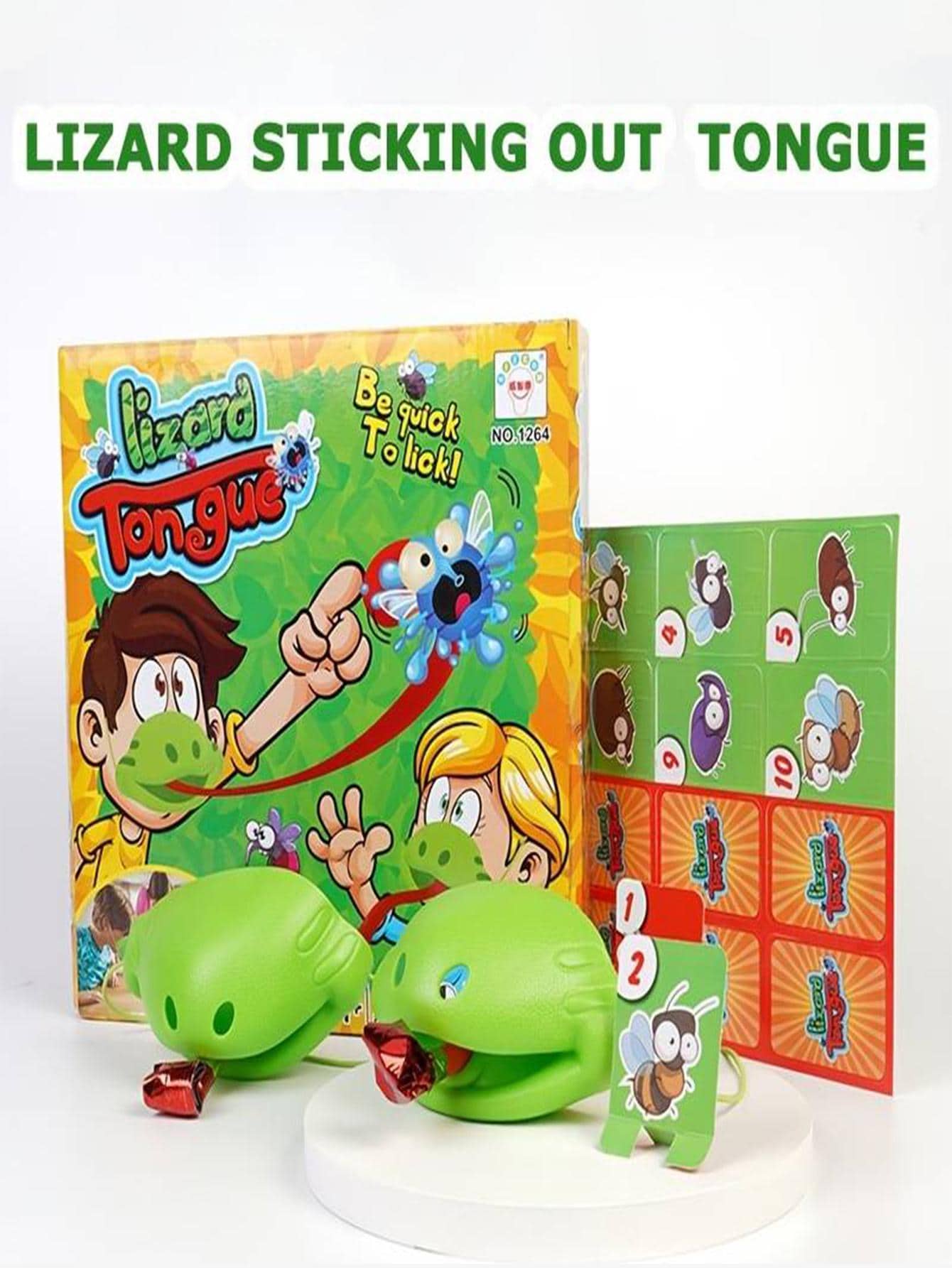 1pc Lizard Sticking Out Tongue Toy - Green - View 1
