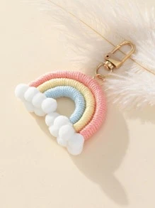 彩虹設計包飾絨球裝飾鑰匙鏈 - 彩色 - 查看 2