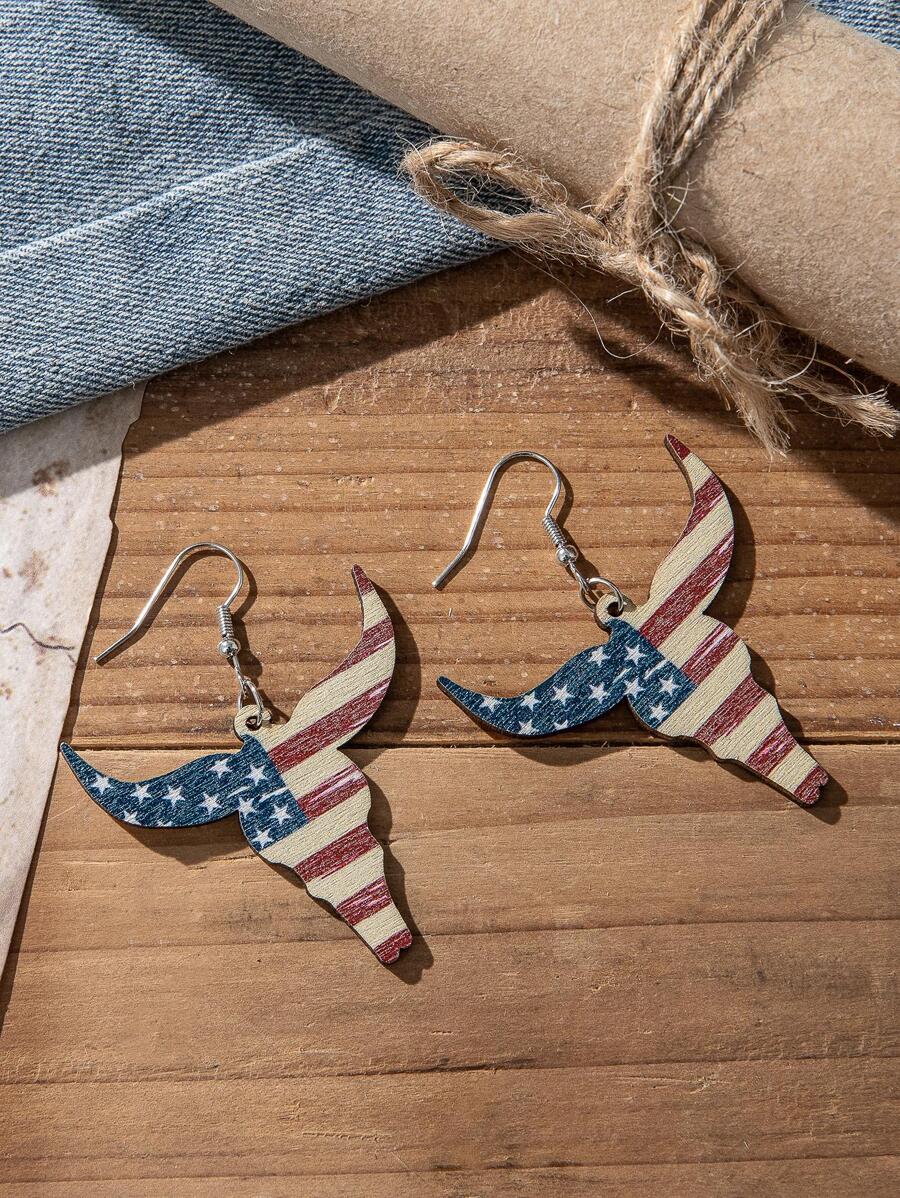 Bông tai thả đầu gia súc kiểu Americana - Nhiều màu - Xem 1