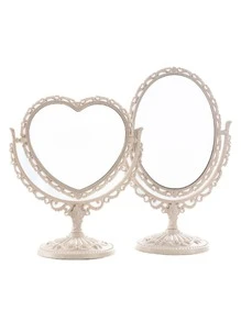 1 件北歐鏡子設計玻璃裝飾適合家居房間裝飾，便攜式愛情化妝鏡 - 杏色 - 查看 6