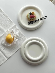 1pc Round Tray,Kitchen,Christmas Gift - White - View 4