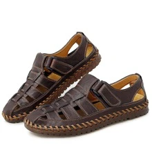 Men Cut Out Handmade Sandals, Vintage Brown Sandals