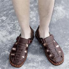 Men Cut Out Handmade Sandals, Vintage Brown Sandals
