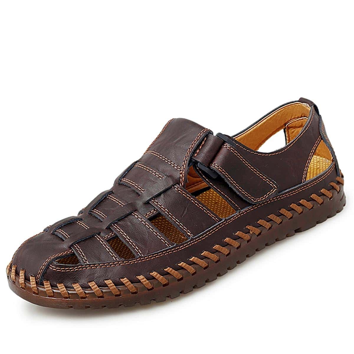 Men Cut Out Handmade Sandals, Vintage Brown Sandals