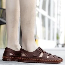 Men Cut Out Handmade Sandals, Vintage Brown Sandals