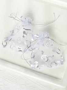 20pcs Metallic Heart Pattern Gift Bag - Silver - View 5