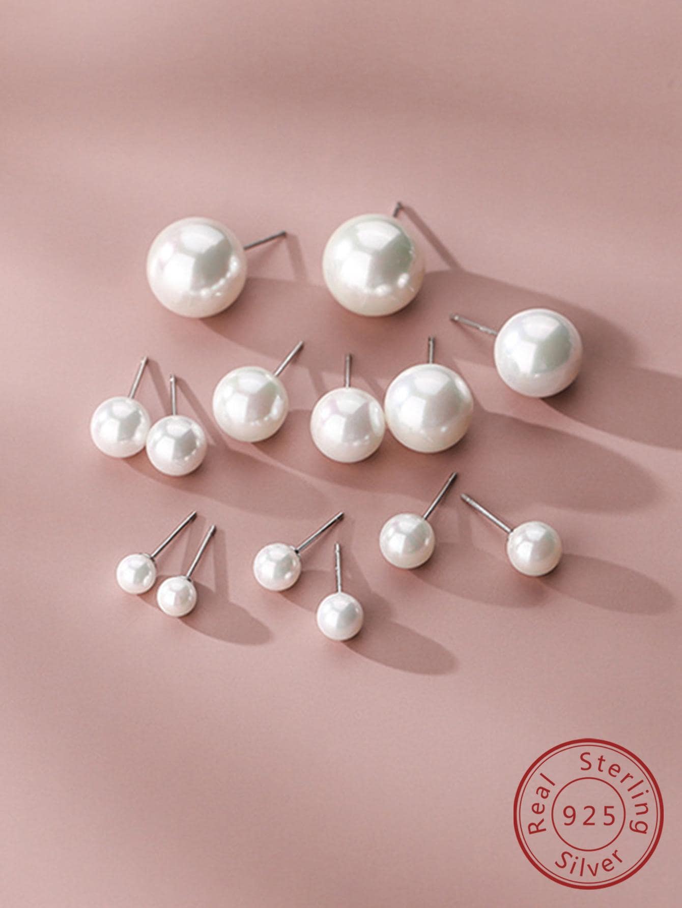 1雙時尚純銀5-14mm貝殼珠子耳釘經典可愛風格設計適合女士首飾類禮物