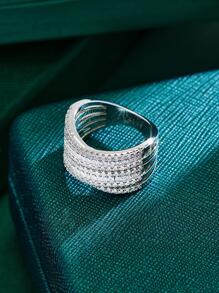 Cubic Zirconia Decor Ring - Silver - View 5