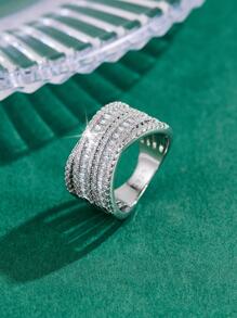 Cubic Zirconia Decor Ring - Silver - View 4