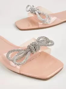 Của phụ nữ Mới Thanh lịch Pha lê Bowknot vui tươi Và Giải trí Dép phẳng Đối với Đi ra ngoài , Ngày lễ - Hồng - Xem 2