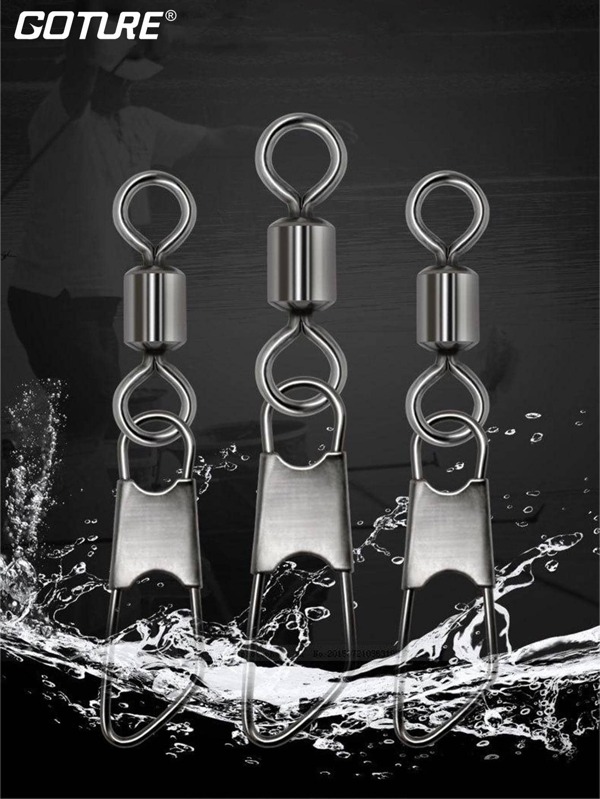 100pcs Rolling Swivel With Snap Fishing Gear Swivels Snaps Connector