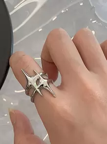 星形裝飾開口戒指 - 銀色 - 查看 4