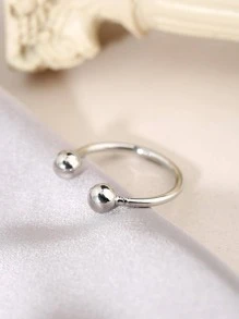 Ball Decor Cuff Ring - Silver - View 3
