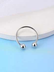 Ball Decor Cuff Ring - Silver - View 1