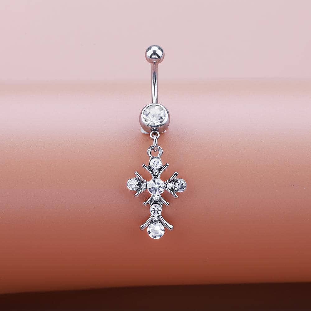 Rhinestone trang trí rốn rốn Ring - liên minh chéo - Xem 1