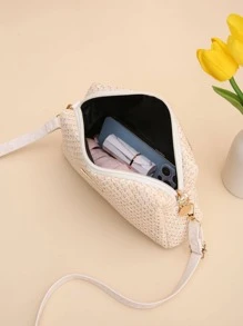 Túi rơm trang trí bằng kim loại Dây đeo có thể điều chỉnh thời trang cho kỳ nghỉ - Màu be - Xem 6