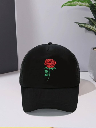 男款花卉印花卡車司機帽，休閒風格