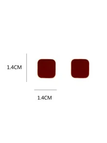 1 Pair Minimalist Fashionable Vintage Luxury Red Geometric Square Stud Earrings - Yellow Gold - View 5