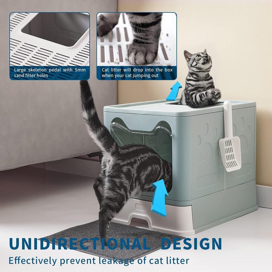 Foldable Cat Litter Box with Cat Litter Scoop Anti odor Drawer Type