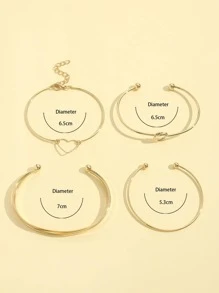 Set da 4 braccialetti con decorazione a cuore, regali adatti per San Valentino, Mamma, Festa della Mamma