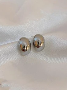 極簡耳釘 - 復古銀色 - 查看 4
