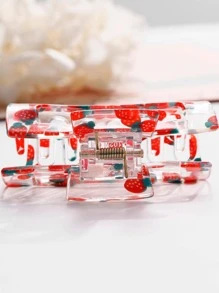 1入組甜美風女士們亞克力水果形方形防滑和強時尚爪夾,適用於日常使用 - 彩色 - 查看 4