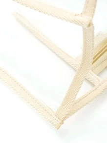 透明撞色滾邊沙灘包大容量PVC雙把手 - 米色 - 查看 4