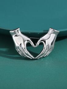 Heart Decor Brooch - Silver - View 7