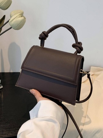 1pc Solid Color PU French Minority Design Versatile Commuter Square Bag For Women 2023 New Crossbody Bag For Women