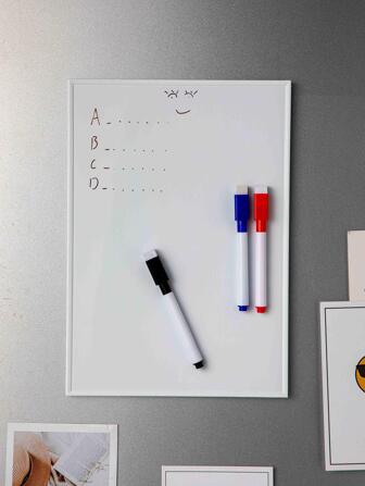 1 pièce Tableau blanc effaçable à sec format A4, tableau blanc magnétique, livré avec 3 marqueurs effaçables. Essentiel pour la rentrée scolaire