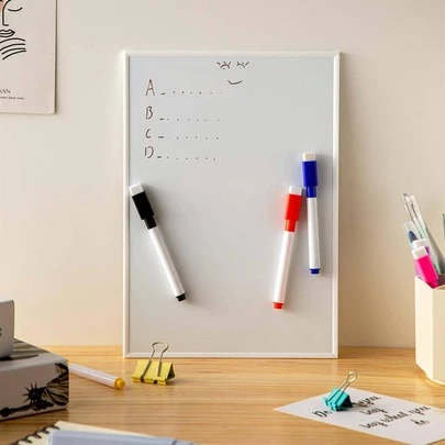 Madebyblanc 1pc A4 Size Dry Erase Whiteboard, Magnetic White Board With 3 Pcs Wipe Off Marker Pens Back To School