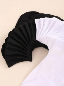 10pairs Solid Ankle Socks - Black and White - View 2