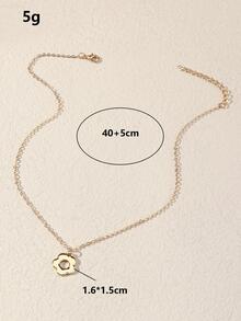 1 pieza Collar con colgante de flor minimalista y elegante en color dorado, adecuado para uso diario, citas y fiestas - Amarillo Oro - Ver 4