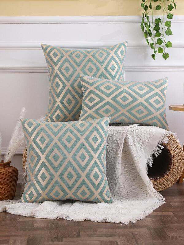 Miater 1pc Geometric Pattern Cushion Cover Without Filler, Modern Fabric Pillow Cover For Home