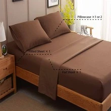DEITAS Bed Sheet Set Super Soft Microfiber 1800 Thread Count Luxury Egyptian Sheets 18-Inch Deep Pocket Wrinkle -4 Piece - 棕色 - View 2