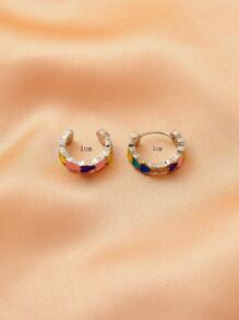 1pc Color Block Ear Cuff & 1pc Earring - Multicolor - View 3