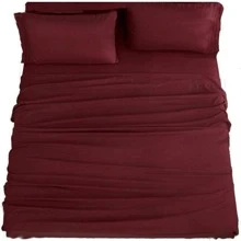 DEITAS Bed Sheet Set Super Soft Microfiber 1800 Thread Count Luxury Egyptian Sheets 18-Inch Deep Pocket Wrinkle -4 Piece - Burgundy - View 1