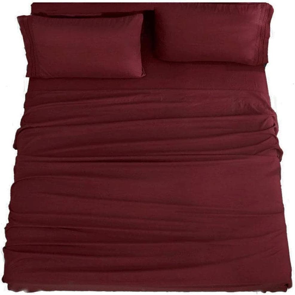 DEITAS Bed Sheet Set Super Soft Microfiber 1800 Thread Count Luxury Egyptian Sheets 18-Inch Deep Pocket Wrinkle -4 Piece - Burgundy - View 1
