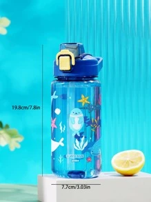 1pc 600ml Cartoon Water Bottle - Leak-Proof, Heat-Resistant, Plastic Material - Suitable For Travel, Sports And Outdoor Adventure - Green - View 4