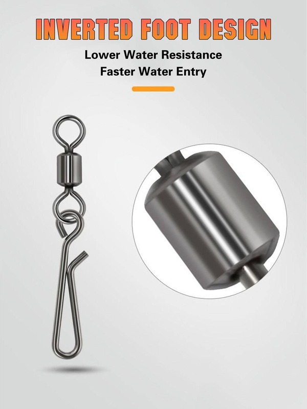 100pcs Rolling Swivel With Snap, Fishing Gear Swivel Snap Connector