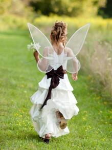 蝴蝶圖案服裝,蝴蝶彩色翅膀套裝,適用於節日派對表演道具 - 白色 - 查看 3