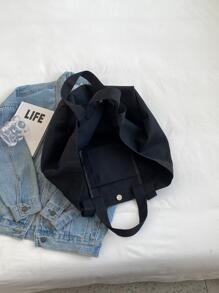 撞色设计，轻便易携，适合学校、校园、图书馆、购物、旅行、户外活动、野餐等各种场合。大容量手提包配有肩带，轻巧便携，适合青少年女孩、女性和大学生，是返校季、大学、初中和高中学生的理想之选。这款背包也适合女性或学生携带书籍、购物物品和其他必需品。 - 黑色 - 查看 6