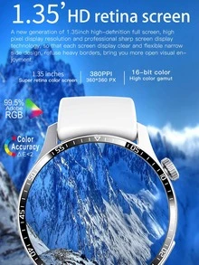 1 pieza Reloj inteligente blanco de silicona con tira deportivo fecha monitoreo de frecuencia cardíaca seguimiento del sueño multifunción redondo esfera , compatible con Androids iPhone - Plateado - Ver 3