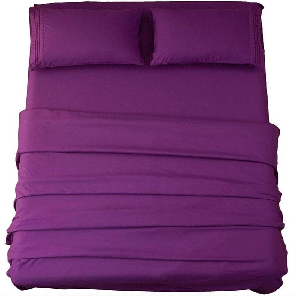 DEITAS Bed Sheet Set Super Soft Microfiber 1800 Thread Count Luxury Egyptian Sheets 18-Inch Deep Pocket Wrinkle -4 Piece - Purple - View 1