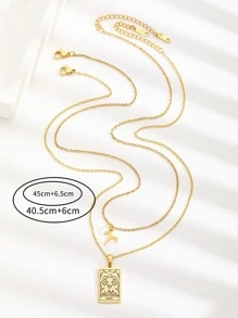 2 cái/bộ Hình học quyến rũ Cung hoàng đạo Dây chuyền Cho nam giới NỮ Đồ trang sức Qủa tặng - Vàng - Xem 4