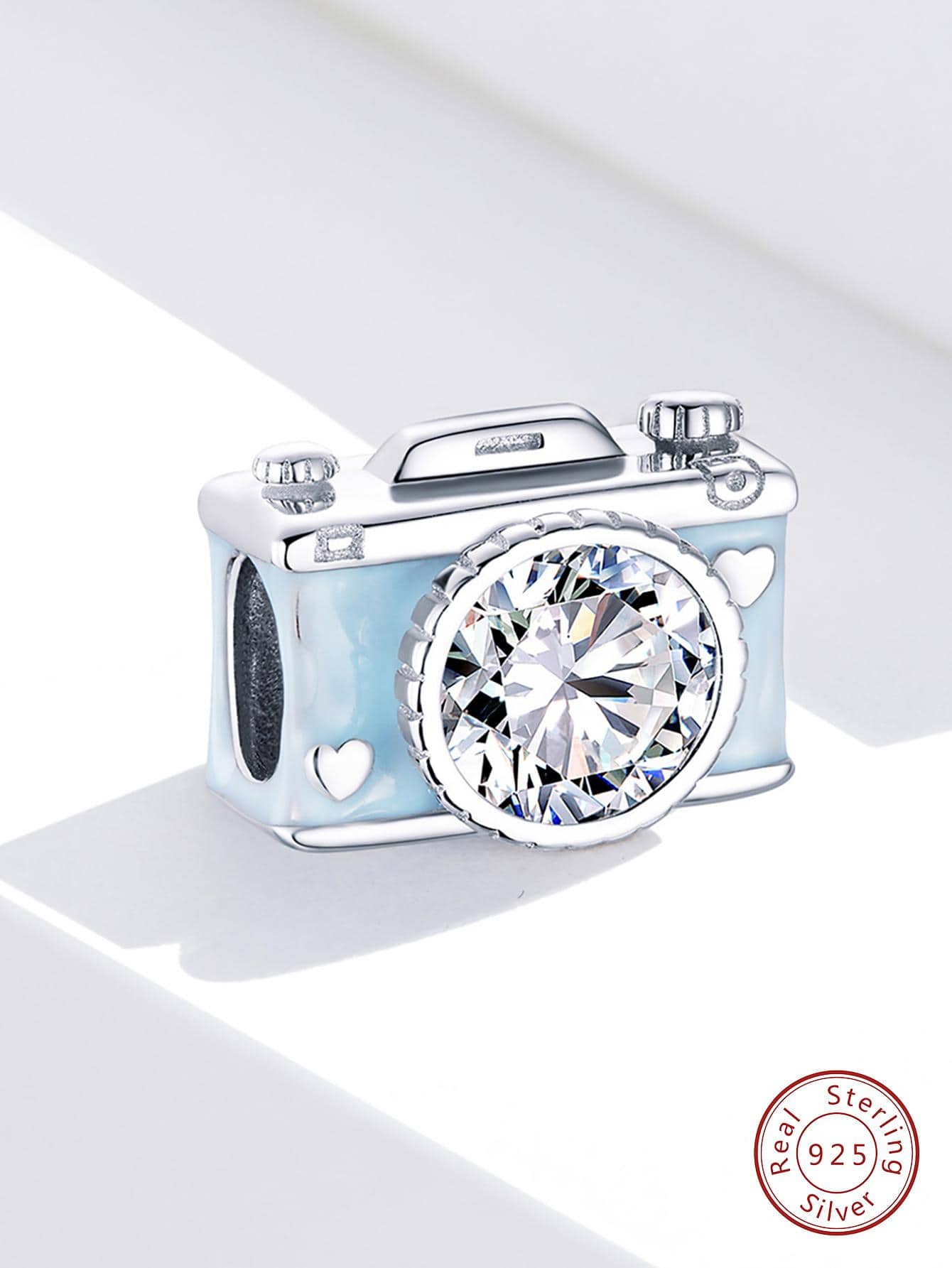 ESBERRY 1入組相機DIY珠子吊墜適合女士手環和手鐲S925純銀精細珠寶製作