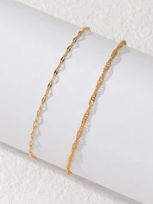 2 cái / bộ Vòng chân chuỗi tối giản - Vàng - Xem 1