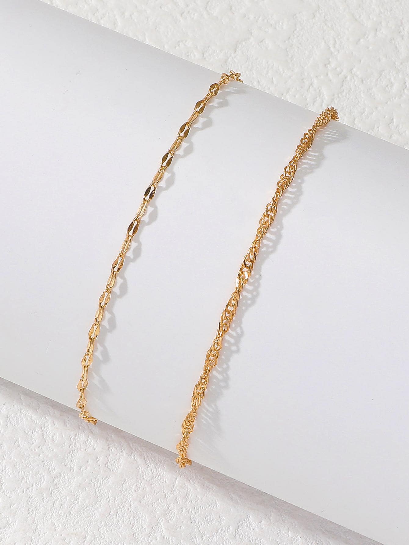 2 cái / bộ Vòng chân chuỗi tối giản - Vàng - Xem 1