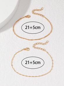 2 cái / bộ Vòng chân chuỗi tối giản - Vàng - Xem 5